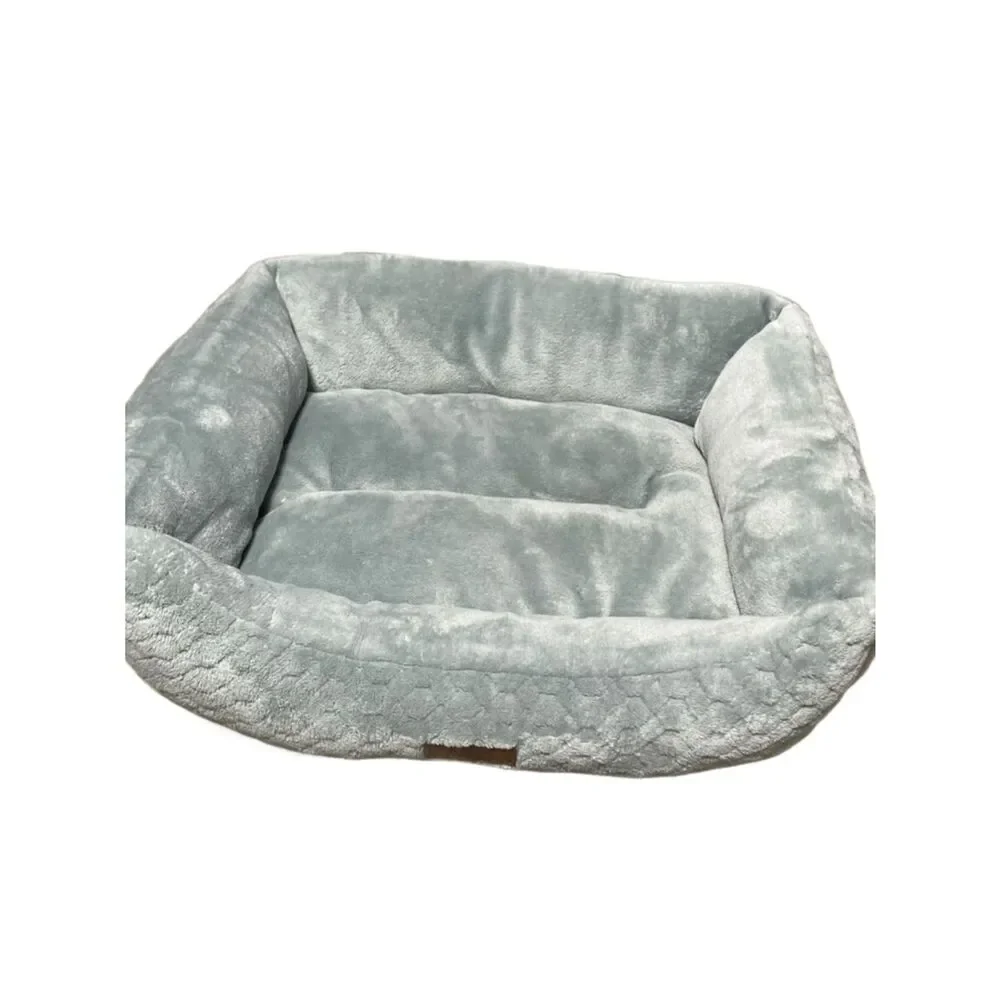 AVA Plush Rectangular Pet Bed in Light Sage Mint Green (18”x 21”) Soft Comfy Bed